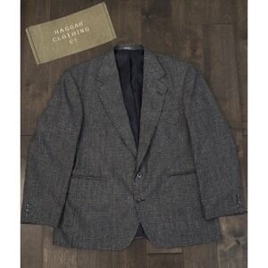Vintage Haggar Mens Wool Blazer Sports Coat Size 42S Gray 2-Button Made In USA